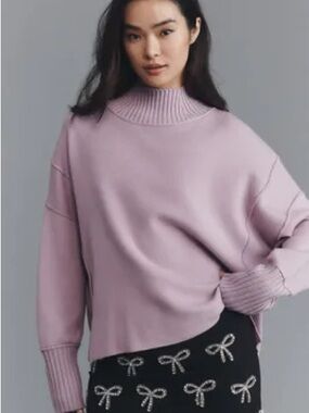 Anthropologie Maeve Logan Turtleneck Sweater Mauve M NWT